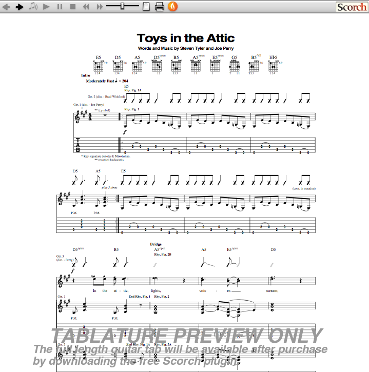 Toys In The Attic. Toys In The Attic Guitar Tab