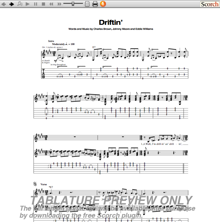 driftin blues guitar tab