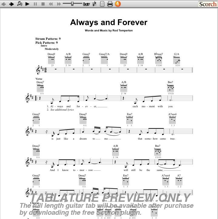 Always And Forever Guitar Tab