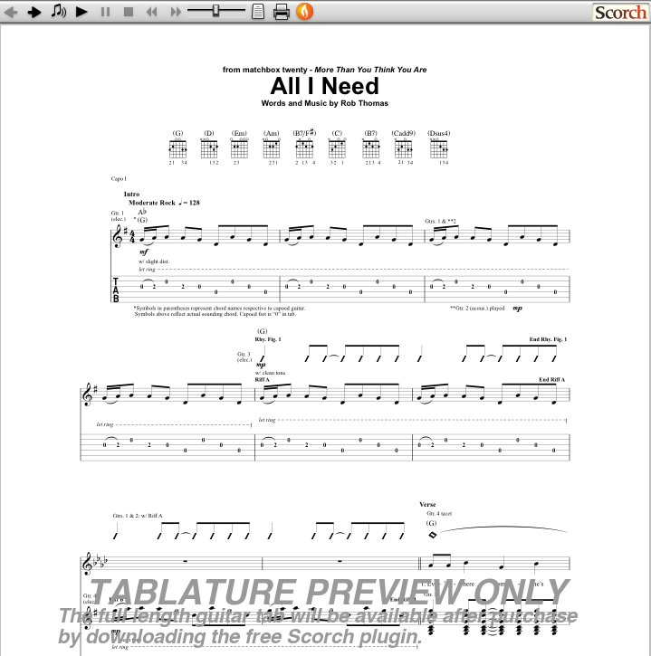 all i need guitar tab preview