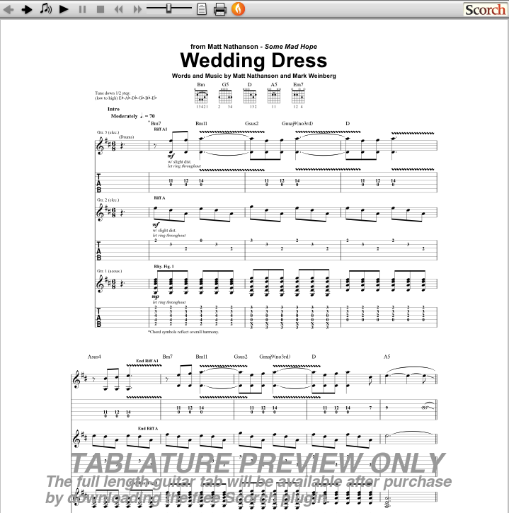 Guitar tab the wedding